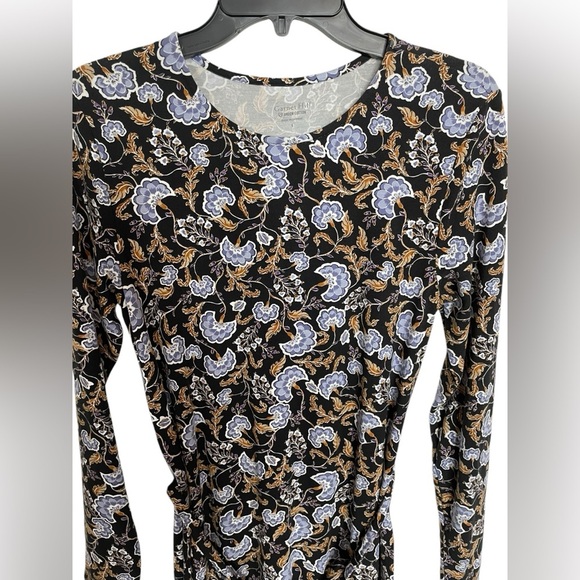 NWT Garnet Hill Linden Knit Dress Long Sleeve Tencel Floral Tie Waist Maxi Sz S - Picture 5 of 16